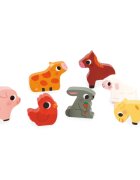 Janod Chunky Farm Puzzle jucărie interactivă cu piese care se pot insera 18m+ 7 buc