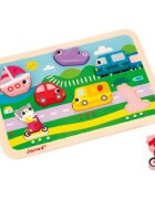 Janod Chunky Puzzle Vehicles jucărie interactivă cu piese care se pot insera 18m+ 7 buc
