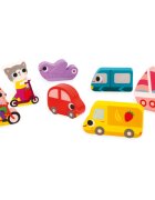 Janod Chunky Puzzle Vehicles jucărie interactivă cu piese care se pot insera 18m+ 7 buc