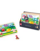 Janod Chunky Puzzle Vehicles jucărie interactivă cu piese care se pot insera 18m+ 7 buc