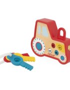 Janod Sound and Light Tractor Keychain jucărie cu activități din lemn 18m+ 1 buc