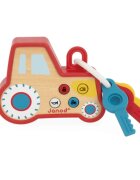 Janod Sound and Light Tractor Keychain jucărie cu activități din lemn 18m+ 1 buc