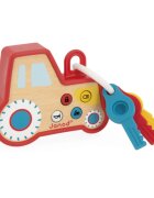 Janod Sound and Light Tractor Keychain jucărie cu activități din lemn 18m+ 1 buc
