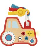 Janod Sound and Light Tractor Keychain jucărie cu activități din lemn 18m+ 1 buc