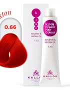 Kallos KJMN Professional Cream Hair Colour Keratin & Argan Oil culoare par cu keratina si ulei de argan culoare 0.66 Red 100 ml