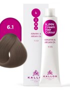 Kallos KJMN Professional Cream Hair Colour Keratin & Argan Oil culoare par cu keratina si ulei de argan culoare 6.1 Dark Ash Blond 100 ml