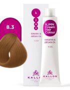 Kallos KJMN Professional Cream Hair Colour Keratin & Argan Oil culoare par cu keratina si ulei de argan culoare 8.3 Light Golden Blond 100 ml