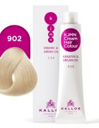 Kallos KJMN Professional Cream Hair Colour Keratin & Argan Oil culoare par culoare 902 Ultra Light Violet Blond 100 ml