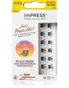 KISS imPRESS Just Press & GO ! pachet cu gene fără noduri autoadezive Authentic Natural c 12 buc