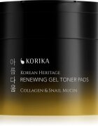 KORIKA Korean Heritage Collagen & Snail Mucin Renewing Gel Toner Pads dischete tonice regeneratoare cu textură de gel 70 buc