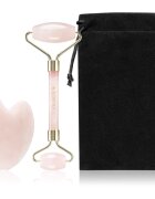 KORIKA Tools Face Roller & Gua Sha rulou de masaj facial și accesoriu de masaj Quartz Pink