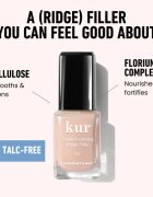 LONDONTOWN Kur Tinted Fortifying Ridge Filler lac de bază pentru unghii pentru netezire pentru unghii uscate si fragile culoare Apricot Beige 12 ml