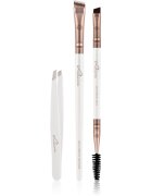 Luvia Cosmetics Prime Vegan Brow Kit set pentru aranjarea sprâncenelor Pearl White / Metallic Coffee Brown