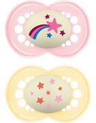 MAM Original Night 6m+ suzetă Yellow/ Pink 2 buc