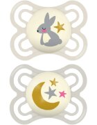 MAM Perfect Night 0+ months suzetă Beige/ Grey 2 buc