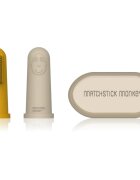 Matchstick Monkey Silicone Finger Toothbrush periuta de dinti pentru deget pentru copii cu sac Yellow/ Beige 2 buc