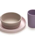 Melii Feeding Set serviciu de masă Pink Purple Grey 3 buc