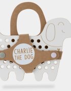 Milin Big Wooden Lacing Toy Dog Charlie jucărie cu activități 15 cm x 20 cm x 07 cm 1 buc