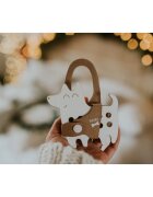 Milin Small Wooden Lacing Toy Dog jucărie cu activități 10 cm x 10 cm x 07 cm 1 buc