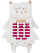 Milin Wooden Lacing Toy Mrs. Teddy jucărie cu activități 22 cm x 16 cm x 07 cm 1 buc