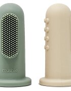 Mushie Finger Toothbrush periuta de dinti pentru deget pentru copii Shifting Sand/Cambridge Blue 2 buc