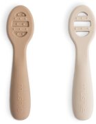 Mushie First Feeding Baby Spoons linguriță Natural/ Shifting Sand 6m+ 2 buc
