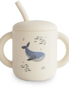 Mushie Silicone Training Cup Whales ceasca cu pai 1 buc