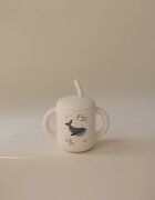 Mushie Silicone Training Cup Whales ceasca cu pai 1 buc