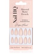 Nail HQ Almond Matte French unghii artificiale cu lipici 24 buc