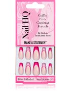 Nail HQ Coffin Pink Contrast French unghii artificiale cu lipici 24 buc