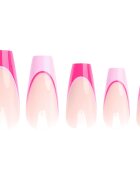 Nail HQ Coffin Pink Contrast French unghii artificiale cu lipici 24 buc
