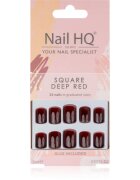 Nail HQ Square unghii artificiale Deep Red 24 buc