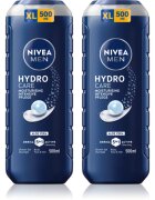 Nivea MEN Hydrocare gel de dus pentru față corp și păr ambalaj economic 2 x 500 ml