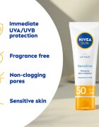 Nivea SUN Sensitive crema protectoare pentru fata pentru piele sensibilă SPF 50 50 ml