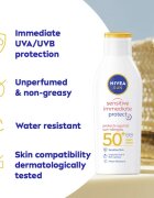 Nivea SUN Sensitive Immediate lotiune de plaja pentru pielea sensibila SPF 50+ 200 ml