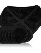 Notino Spa Collection Spa headband and make-up removal pads set set pentru demachiere cu bentiță cosmetică Black 7 buc