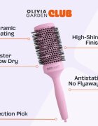 Olivia Garden Club The Glow Blowout Ceramic Round Brush Pink perie rotundă pentru păr 1 buc