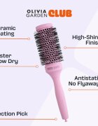 Olivia Garden Club The Glow Blowout Ceramic Round Brush Pink perie rotundă pentru păr M 1 buc