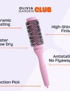 Olivia Garden Club The Glow Blowout Ceramic Round Brush Pink perie rotundă pentru păr S 1 buc