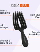 Olivia Garden Club The Nomad Detangling&Shine Fingerbrush​ perie de tip paletă pentru păr Black 1 buc