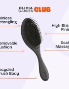 Olivia Garden Club The Reset Detangling&Shine Hairbrush perie de tip paletă cu sac Black 1 buc