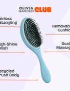 Olivia Garden Club The Reset Detangling&Shine Hairbrush perie de tip paletă cu sac Blue 1 buc