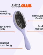 Olivia Garden Club The Reset Detangling&Shine Hairbrush perie de tip paletă cu sac Lilac 1 buc