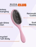 Olivia Garden Club The Reset Detangling&Shine Hairbrush perie de tip paletă cu sac Pink 1 buc