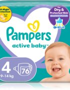 Pampers Active Baby Size 4 scutece de unică folosință 9-14 kg 76 buc