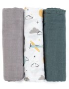 Petite&Mars Moussy scutece textile Grey Planes 68 x 68 cm 3 buc