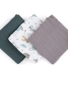 Petite&Mars Moussy scutece textile Grey Planes 68 x 68 cm 3 buc