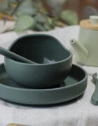Petite&Mars Take&Match Silicone Bowl castron cu ventuză Misty Green 6 m+ 360 ml