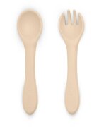 Petite&Mars Take&Match Silicone Cutlery tacâmuri Desert Sand 6 m+ 2 buc