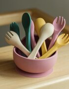 Petite&Mars Take&Match Silicone Cutlery tacâmuri Desert Sand 6 m+ 2 buc